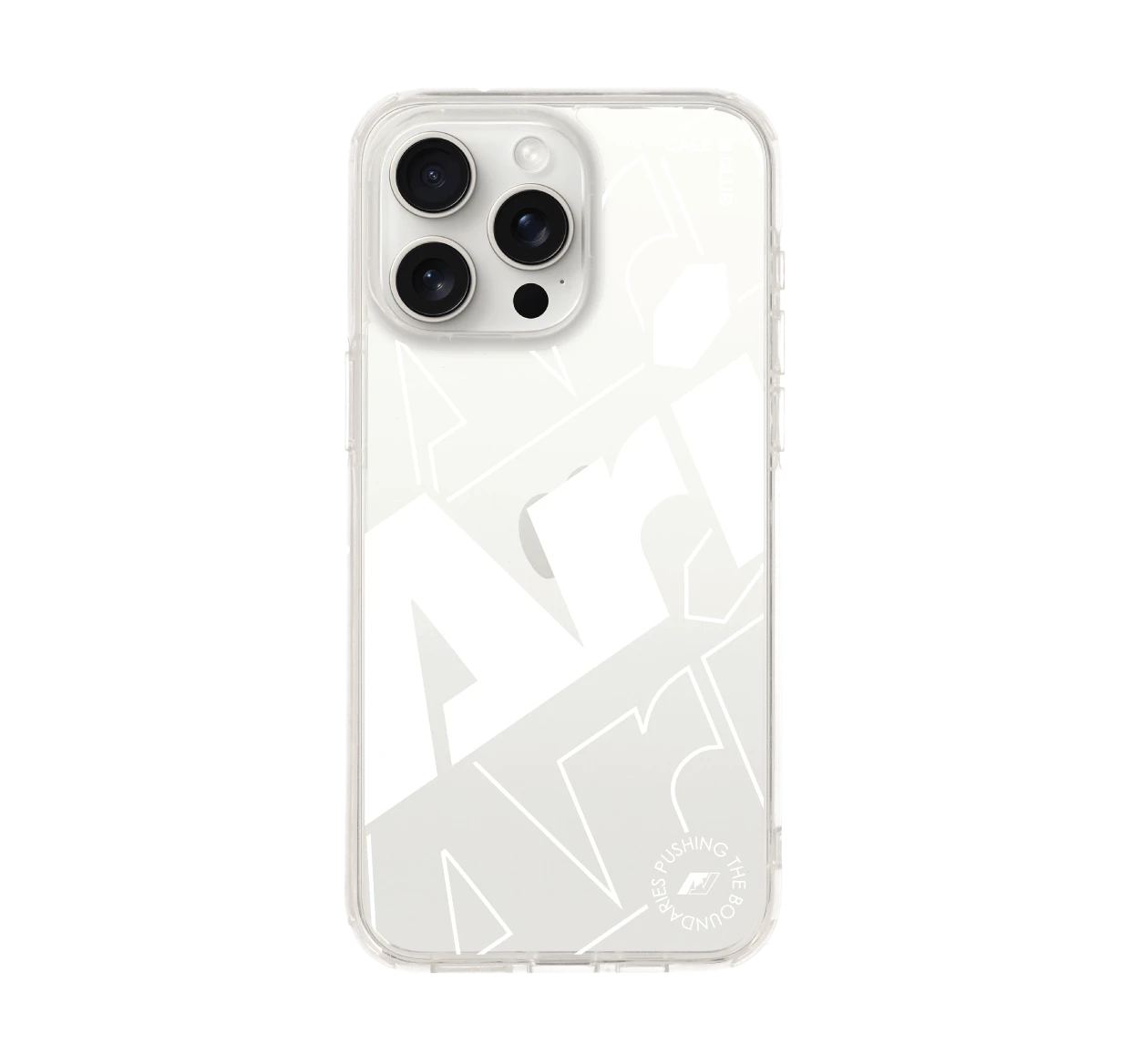 iphone 15 pro max clear case ari logomania white